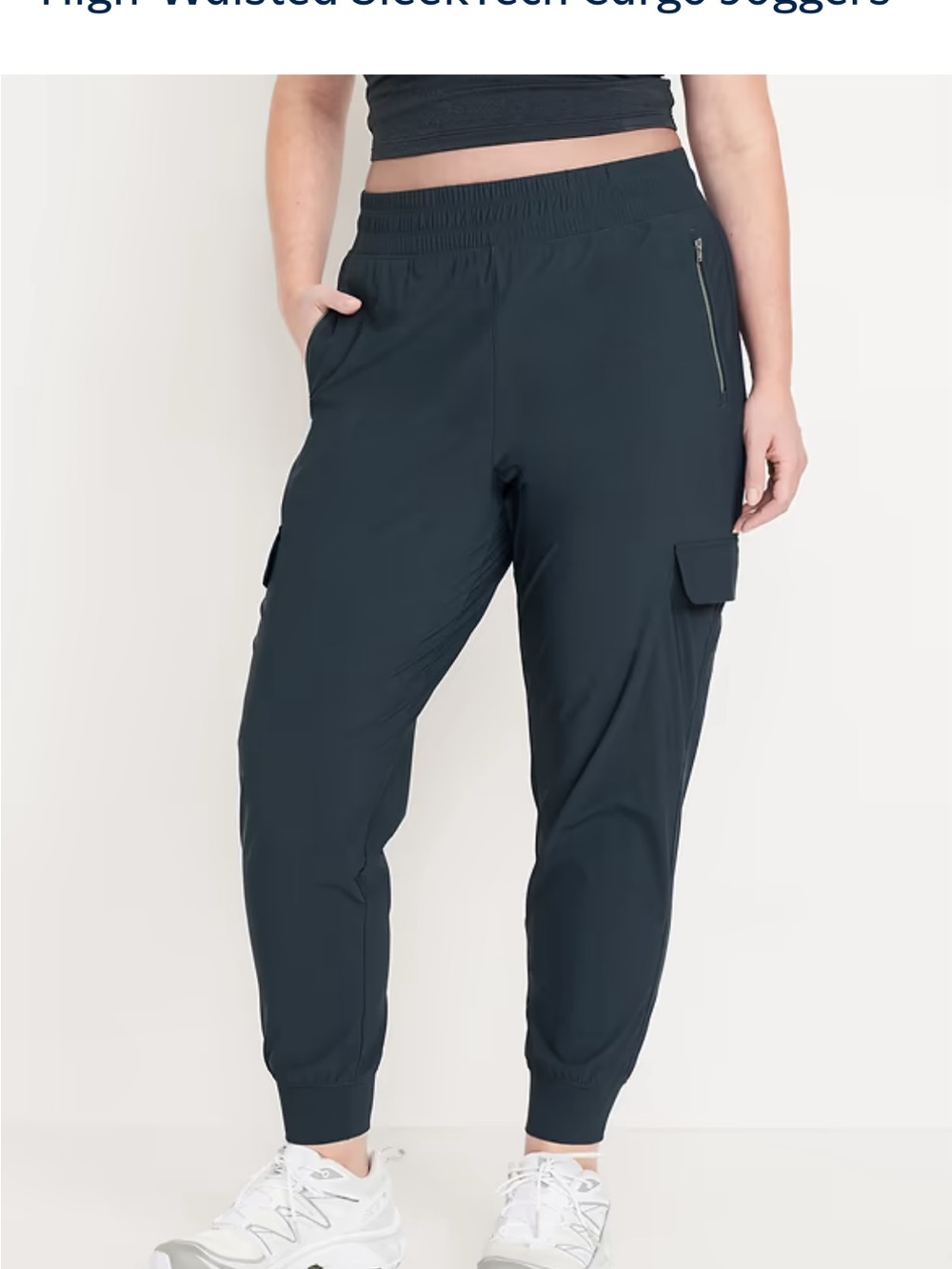Old Navy Black High-Rise Cargo Track Joggers